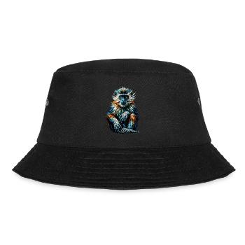 Polygon Art Affe Liebhaber Affe Schimpanse Affen - Bucket Hat - Schwarz - Vorne - Lela (165cm)