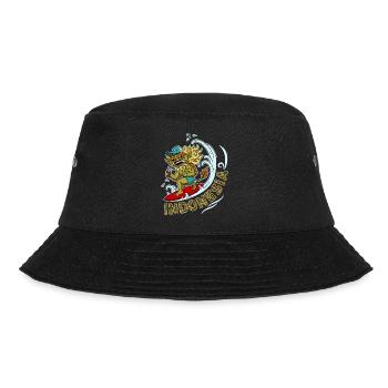 Indonesia Surfboard Summer Bali Barong Wave - Bucket Hat - black - Front - Lela (165cm)