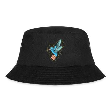 Hummingbird Abstract Line Art - Bucket Hat - black - Front - Lela (165cm)