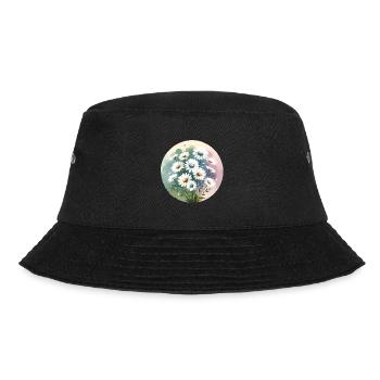 Gänseblümchen gezeichnet - Bucket Hat - Schwarz - Vorne - Lela (165cm)