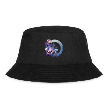 Schwertlilien gezeichnet - Bucket Hat - Schwarz - Vorne - Lela (165cm)