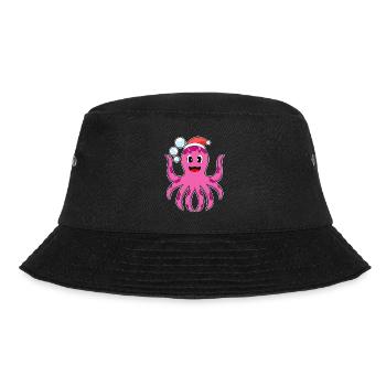 Octopus Christmas Santa Hat - Bucket Hat - black - Front - Lela (165cm)