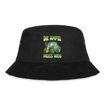Die Ampel muss weg! Traktor rammt Ampel - Bucket Hat - Schwarz - Vorne - Lela (165cm)