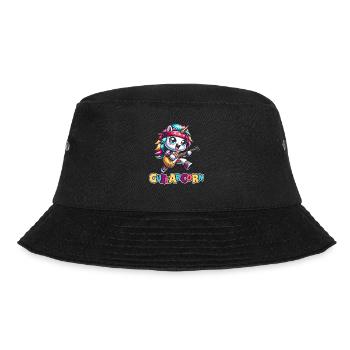 E Gitarre Elektrogitarre Einhorn Guitarcorn - Bucket Hat - Schwarz - Vorne - Lela (165cm)