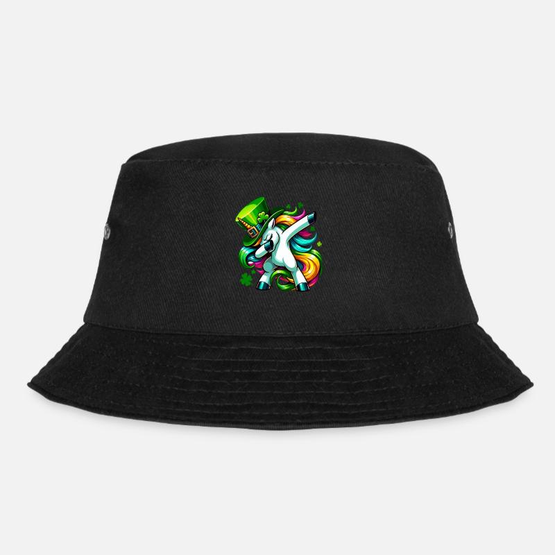 Irish Einhorn Grün Kleeblatt St Patricks Day - Bucket Hat - Schwarz