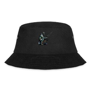 Polygon Art Eisfischen Fisch Fischer Angler - Bucket Hat - Schwarz - Vorne - Lela (165cm)