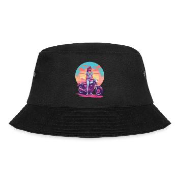 Retro Vaporwave Motorrad Biker Style - Bucket Hat - Schwarz - Vorne - Lela (165cm)