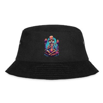 Erdmännchen Psychedelic Art Wald Pilze Musik - Bucket Hat - Schwarz - Vorne - Lela (165cm)
