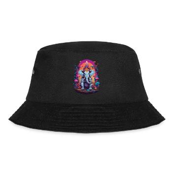 Elefant Psychedelic Art Wald Pilze Musik Festival - Bucket Hat - Schwarz - Vorne - Lela (165cm)