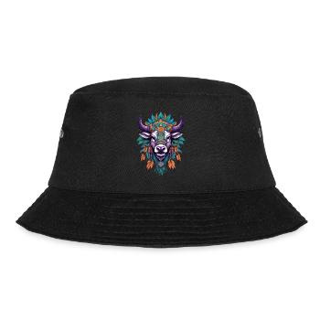 Cow Spiritual Mandala Design - Bucket Hat - black - Front - Lela (165cm)
