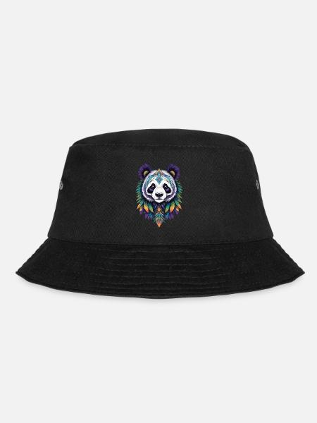 Pandabär Mandala Traumfänger Design - Bucket Hat - Schwarz
