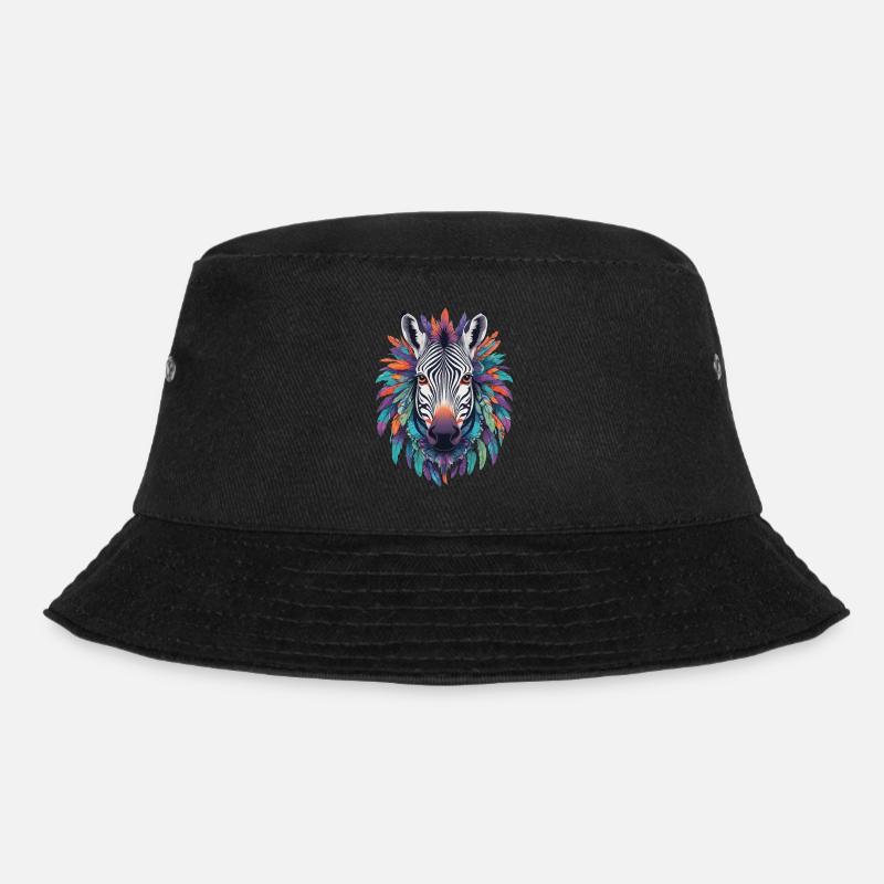 Zebra Mandala Design In Bohemian Style - Bucket Hat - Schwarz