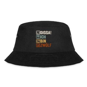 12th Birthday Gift 12th Gamer Gamer Saying - Bucket Hat - black - Front - Lela (165cm)