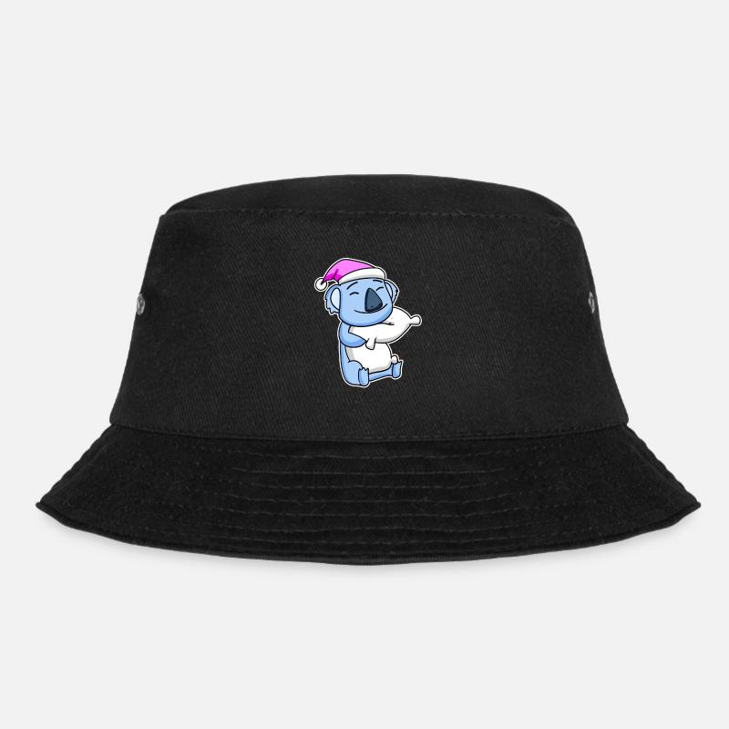 Koala Bär Müde Ausschlafen Schlafen Mädchen - Bucket Hat - Schwarz