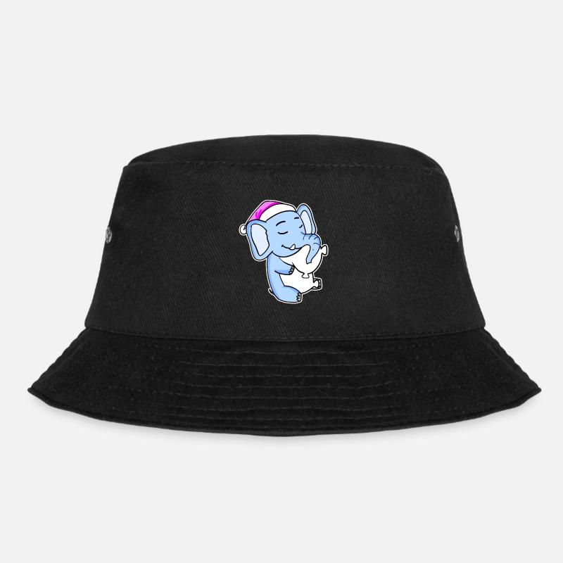 Elefant Müde Ausschlafen Schlafen Mädchen - Bucket Hat - Schwarz