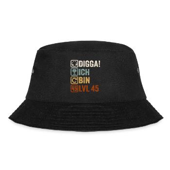 45th Birthday Gift 45th Gamer Gamer Saying - Bucket Hat - black - Front - Lela (165cm)