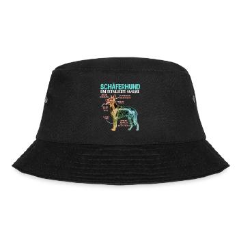 Deutscher Schäferhund DETAILIERTE ANALYSE Lustig - Bucket Hat - Schwarz - Vorne - Lela (165cm)