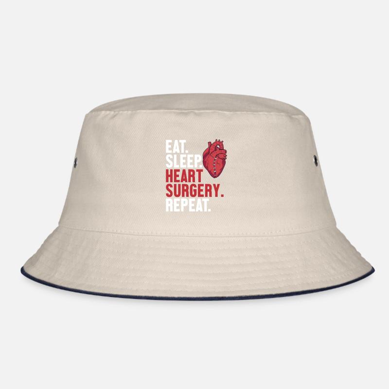 Eat Sleep Heart Surgery Repeat Catheter Open Bucket Hat