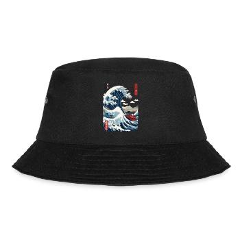 Japan Ukiyo-E Style Captain Sailboat Vintage - Bucket Hat - black - Front - Lela (165cm)