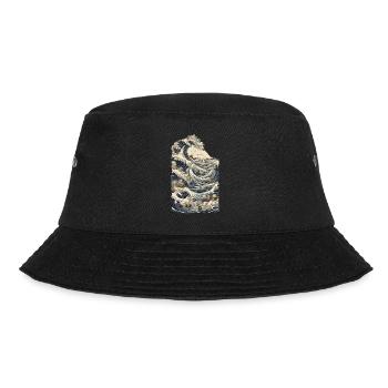 Japan Ukiyo-E Kapitän Deko Segelboot Vintage - Bucket Hat - Schwarz - Vorne - Lela (165cm)