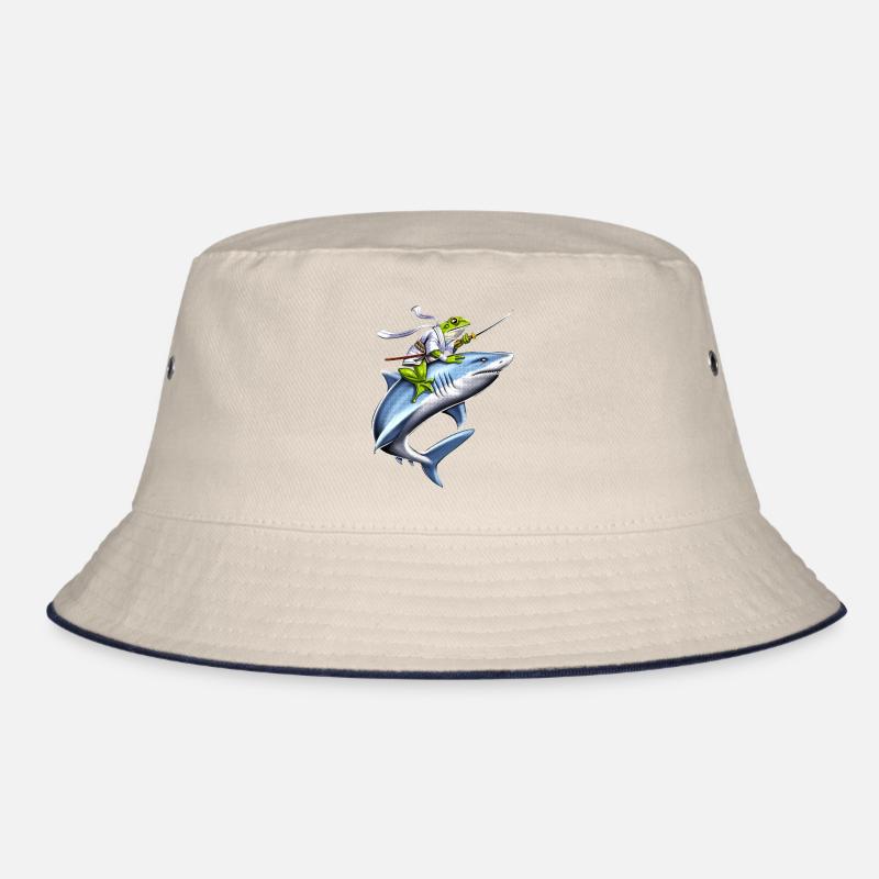 Frosch Samurai Ninja Reitender Hai Bucket Hat