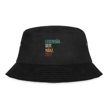 Legendär. Seit. März. 2017. Retro Birthday - Bucket Hat - Schwarz - Vorne - Lela (165cm)