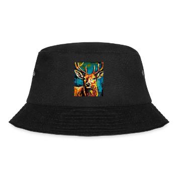 Hirsch Portrait - Bucket Hat - Schwarz - Vorne - Lela (165cm)