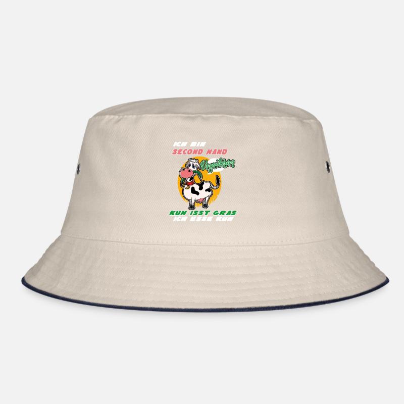 Ich Bin Second Hand Vegetarier Kuh Isst Gras Bucket Hat