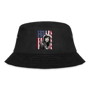 Vintage American Flag Motorrad Patriotisch - Bucket Hat - Schwarz - Vorne - Lela (165cm)