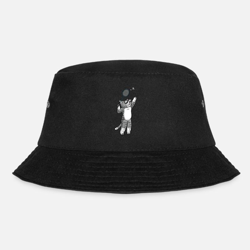 Lustige Badminton-katze - Bucket Hat - Schwarz
