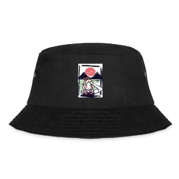 Japanisches Mädchen in Japan unter der roten Sonne - Bucket Hat - Schwarz - Vorne - Lela (165cm)