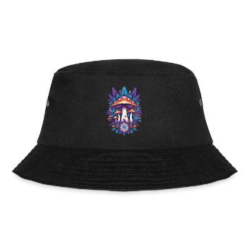 Mushrooms Feather Mandala Spiritual Design - Bucket Hat - black - Front - Lela (165cm)