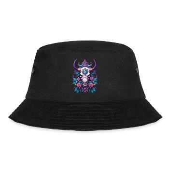 Bull Skull Feather Mandala - Bucket Hat - black - Front - Lela (165cm)