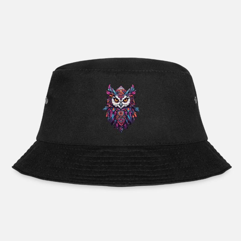 Eule Spirituelles Mandala Tier Traumfänger Design - Bucket Hat - Schwarz