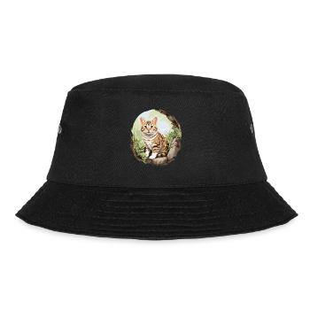 Cat Cats American Wirehair - Bucket Hat - black - Front - Lela (165cm)