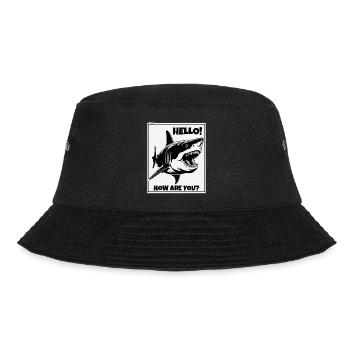 Der-Hallo, wie geht's?-Hai - Bucket Hat - Schwarz - Vorne - Lela (165cm)