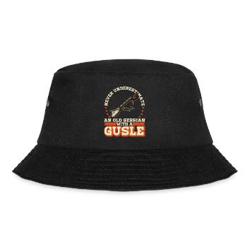 Never underestimate an old serbian with a gusle - Bucket Hat - Schwarz - Vorne - Lela (165cm)