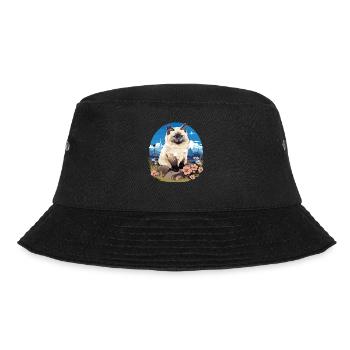 Birman Cat Birma Katze - Bucket Hat - Schwarz - Vorne - Lela (165cm)