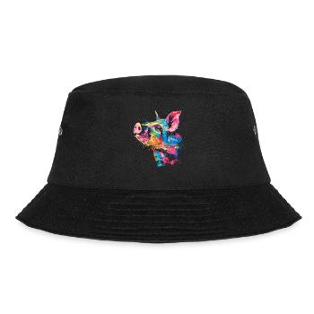Schwein Lustig Bauer Landwirt Geschenk - Bucket Hat - Schwarz - Vorne - Lela (165cm)