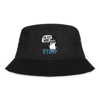 I'M JUST HERE FOR FISH. PENGUIN - Bucket Hat - black - Front - Lela (165cm)