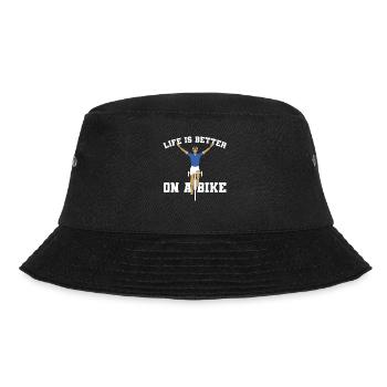 Auf dem Fahrrad lässt es sich besser leben - Bucket Hat - Schwarz - Vorne - Lela (165cm)