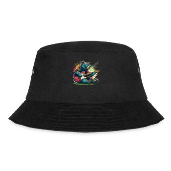 Splash Art Bear Playing Electric Guitar Guitars - Bucket Hat - black - Front - Lela (165cm)