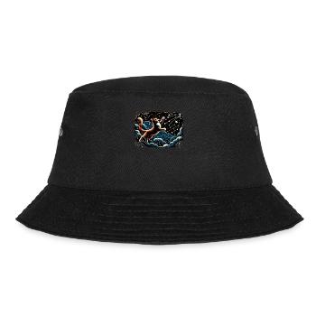 Katze Astronaut Astronomie Äußeres Sonnensystem - Bucket Hat - Schwarz - Vorne - Lela (165cm)