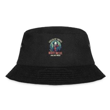 Rockmusik, befeuerter Kaffee, Heavy Metal, Schimpfwörter - Bucket Hat - Schwarz - Vorne - Lela (165cm)