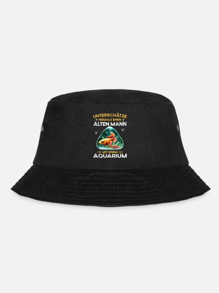Never underestimate old man with an aquarium - Bucket Hat - black