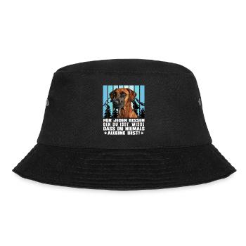 Rhodesian Ridgeback FÜR JEDEN BISSEN DEN DU ISST - Bucket Hat - Schwarz - Vorne - Lela (165cm)