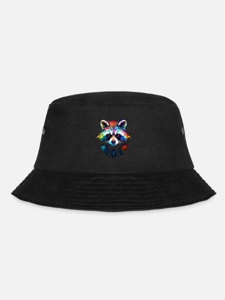 Waschbär Polygon Lustig Geschenk - Bucket Hat - Schwarz