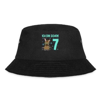 Siebenjährige Partyeselchen Glücksbringer - Bucket Hat - Schwarz - Vorne - Lela (165cm)