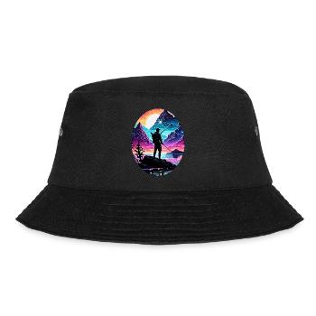 Angler Siluette / angeln / Fisch / See / Sport - Bucket Hat - Schwarz - Vorne - Lela (165cm)