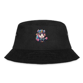 Einhorn Kawaii Japanischer Shinkansen Schaffner - Bucket Hat - Schwarz - Vorne - Lela (165cm)